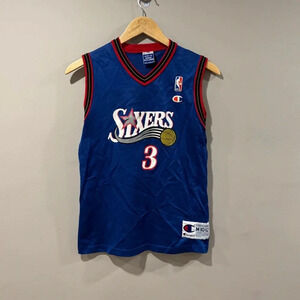 RARE🔥 Champion Vintage Philadelphia Sixers Allen Iverson NBA Basketball Jersey